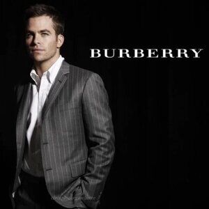 Burberry London Men's Gray Pinstriped 100% WOOL Blazer Size 40 SHT 595